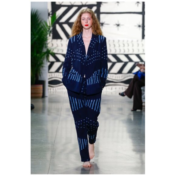 Studio 189 Indigo Handmade in Ghana 100% Cotton Blazer Size Medium - Picture 1 of 7